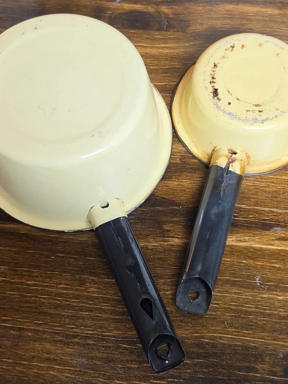 Vintage Yellow Metal Pots